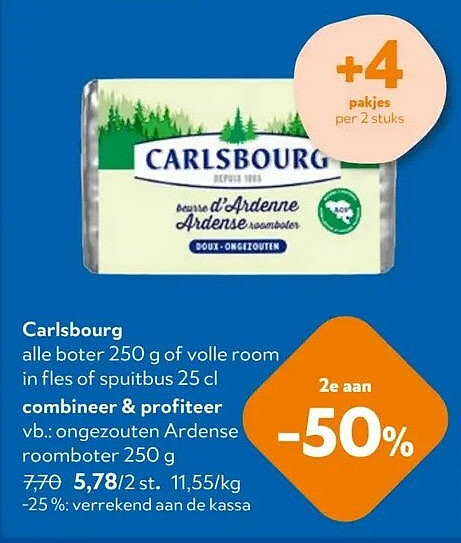 Carlsbourg ongezouten Ardense roomboter 250 g