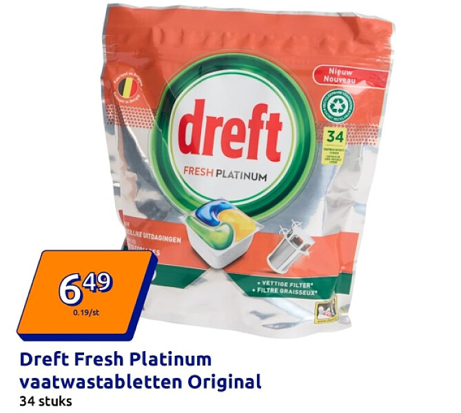Dreft Fresh Platinum vaatwastabletten Original