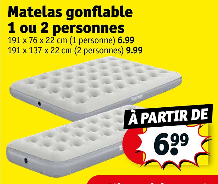 Matelas gonflable 1 ou 2 personnes 191 x 76 x 22 cm