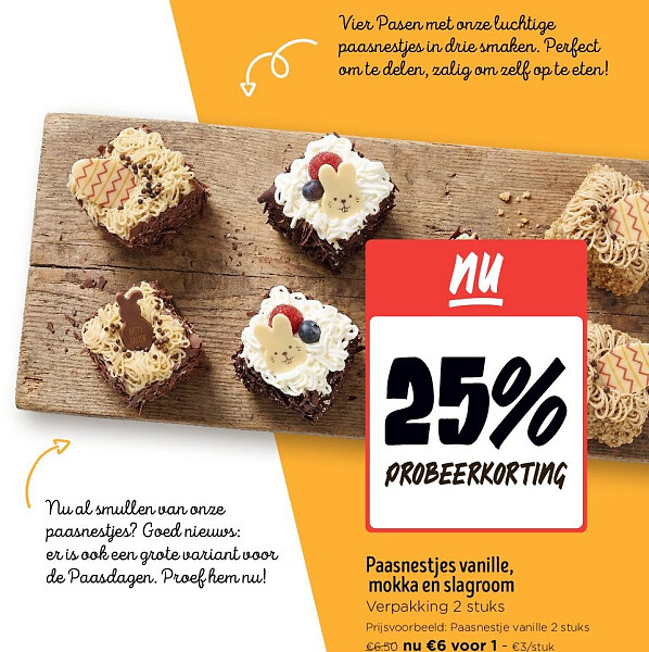 Paasnestjes vanille, mokka en slagroom