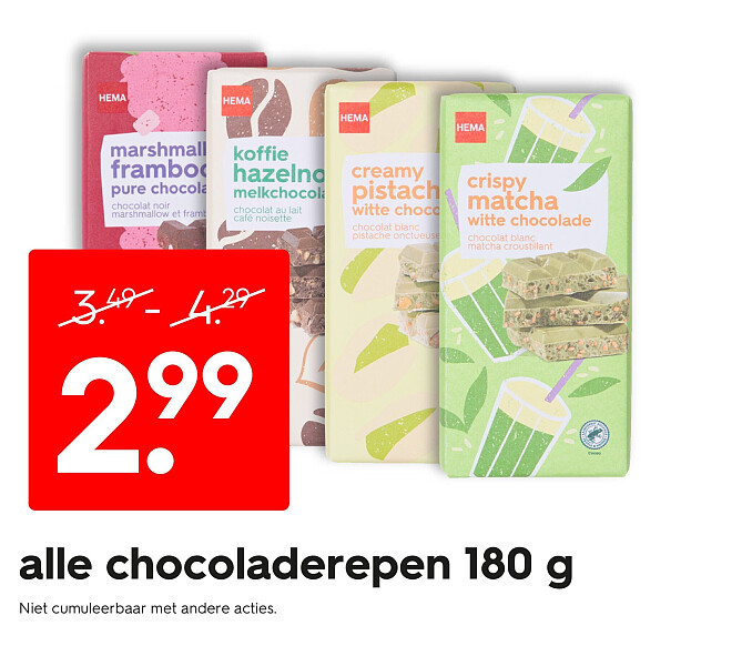 alle chocoladerepen 180 g