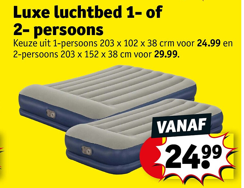 Luxe luchtbed 1- of 2- persoons