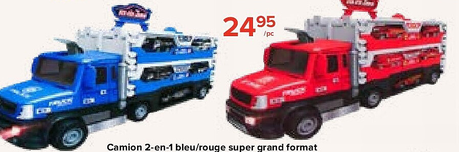 Camion 2-en-1 bleu/rouge super grand format