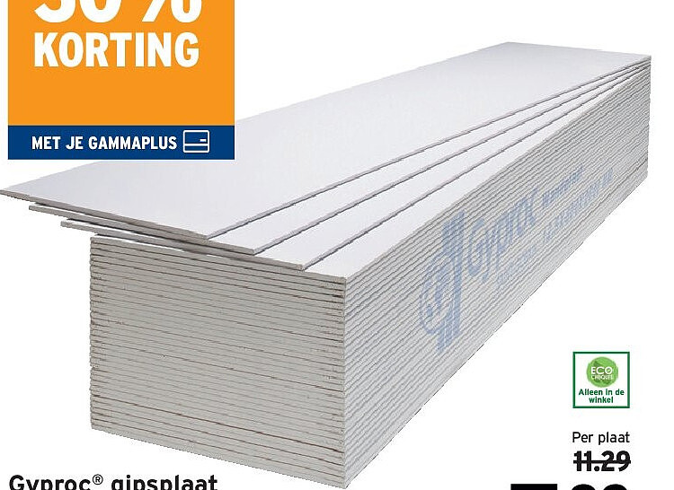 Gyproc gipsplaat dikte 12,5 mm