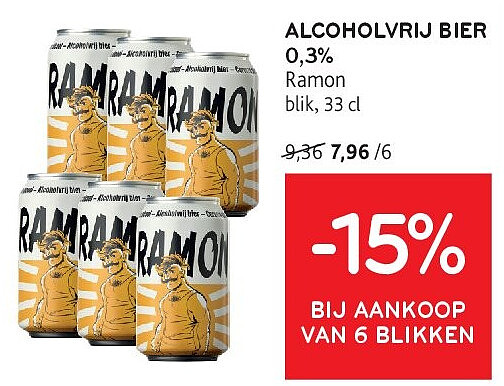 ALCOHOLVRIJ BIER 0,3% Ramon blik , 33 cl