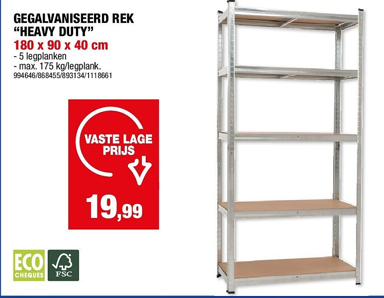 GEGALVANISEERD REK “HEAVY DUTY” 180 x 90 x 40 cm