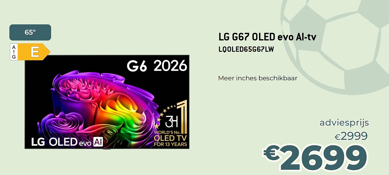 LG G67 OLED evo Al-tv LQOLED65G67LW