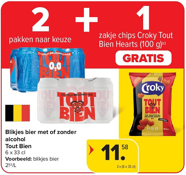 Blikjes bier met of zonder alcohol Tout Bien