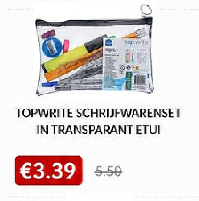 TOPWRITE SCHRIJFWARENSET IN TRANSPARANT ETUI