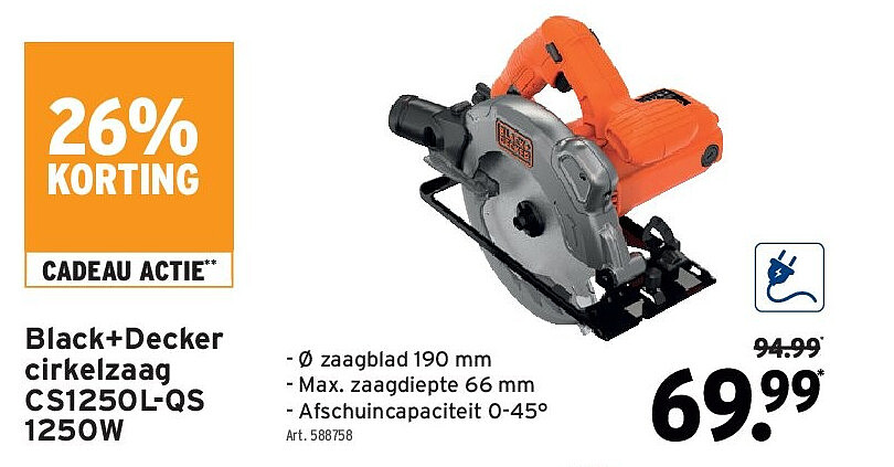 Black+Decker cirkelzaag CS1250L-QS 1250W