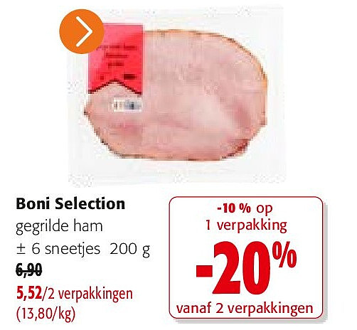Boni Selection gegrilde ham ± 6 sneetjes 200 g