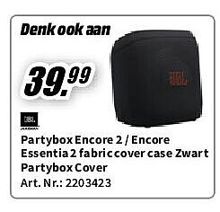 Partybox Encore 2 / Encore Essentia 2 fabric cover case Zwart Partybox Cover