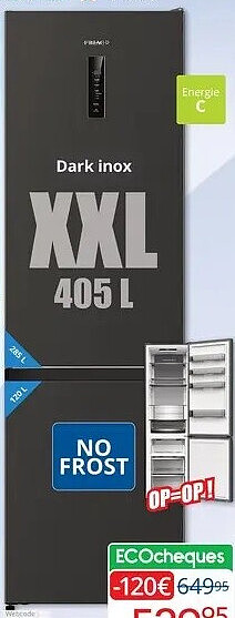 FRIAC koel/vries combinatie UD3700DXNF Dark inox XXL 405 l