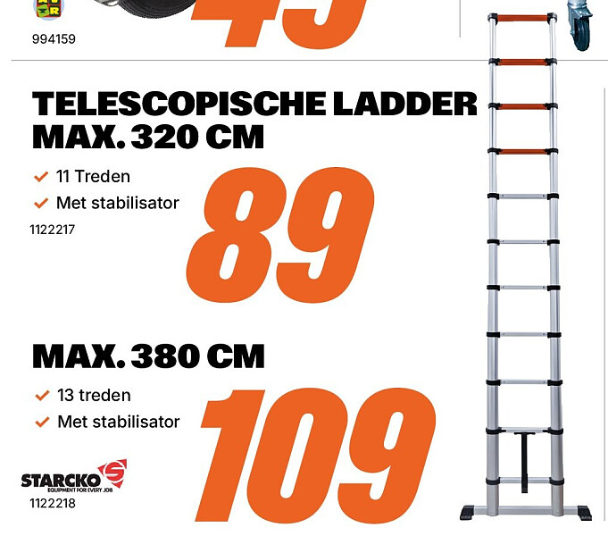 TELESCOPISCHE LADDER MAX. 320 CM