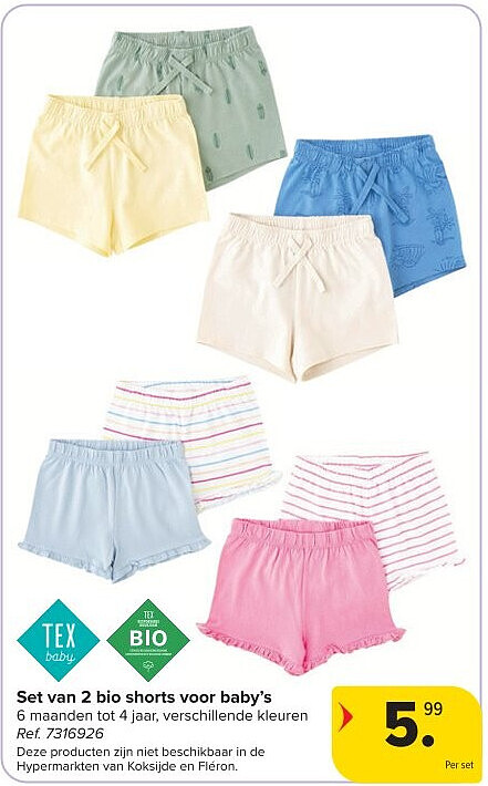 Set van 2 bio shorts voor baby’s