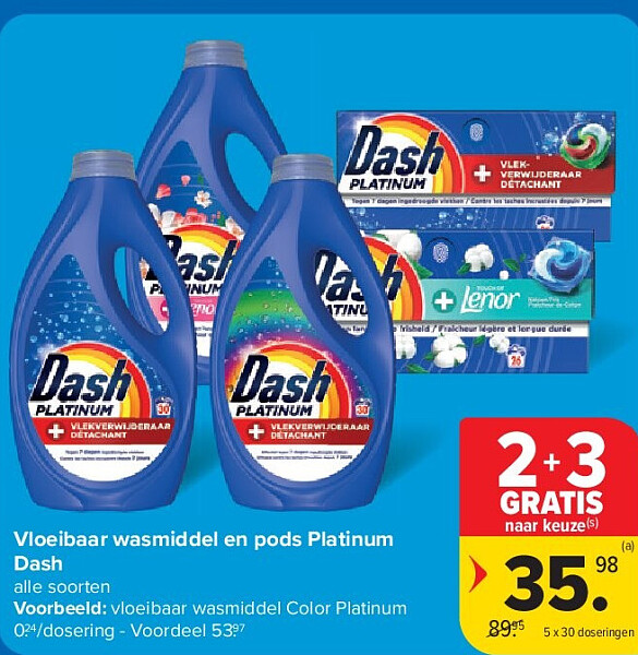 Vloeibaar wasmiddel en pods Platinum Dash