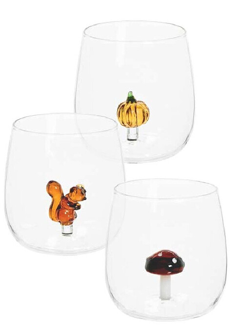 Drinkglas met pompoen, eekhoorn of paddenstoel figuur