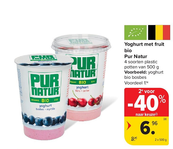 Yoghurt met fruit bio Pur Natur