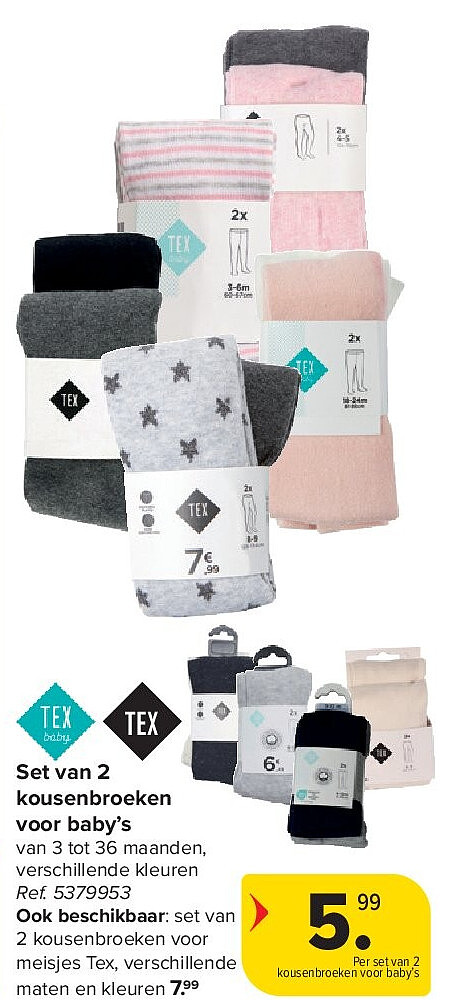 Set van 2 kousenbroeken voor baby’s