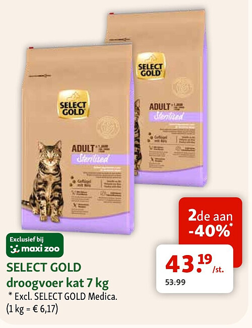 SELECT GOLD droogvoer kat 7 kg
