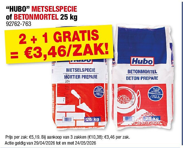 “HUBO” METSELSPECIE of BETONMORTEL 25 kg