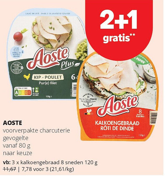 AOSTE kalkoengebraad 8 sneden 120 g