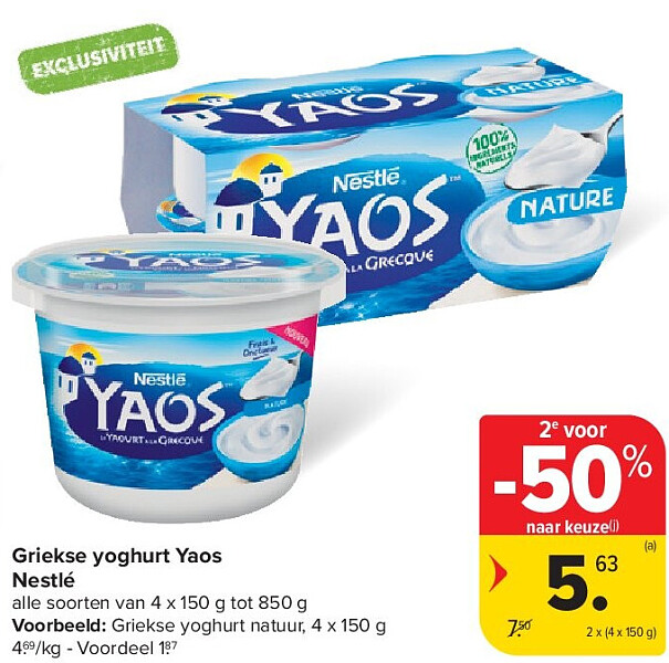Griekse yoghurt Yaos Nestlé