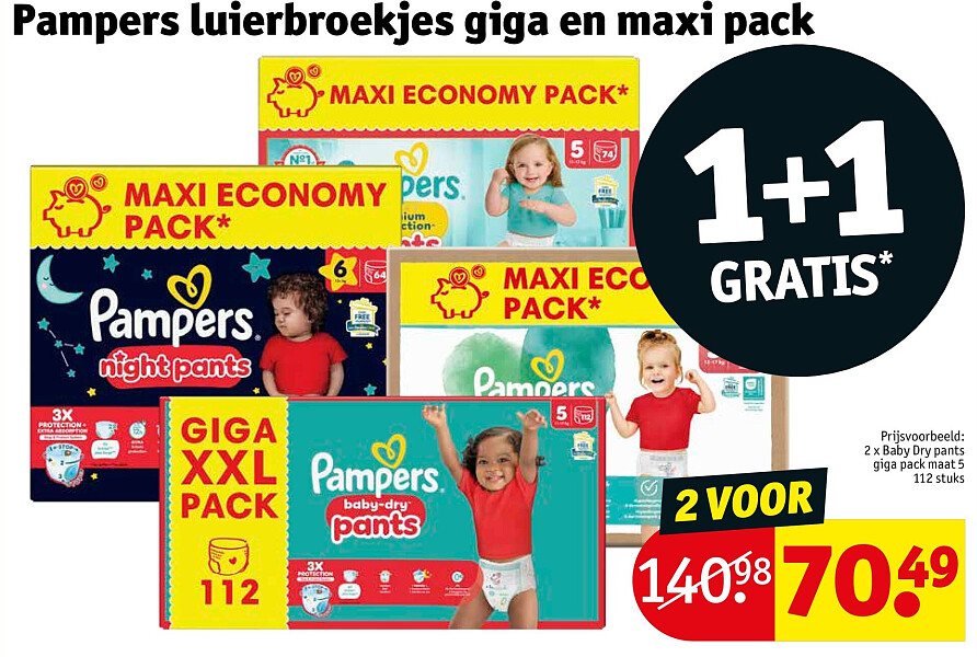 Pampers luierbroekjes giga en maxi pack