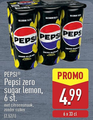 Pepsi zero sugar lemon, 6st.