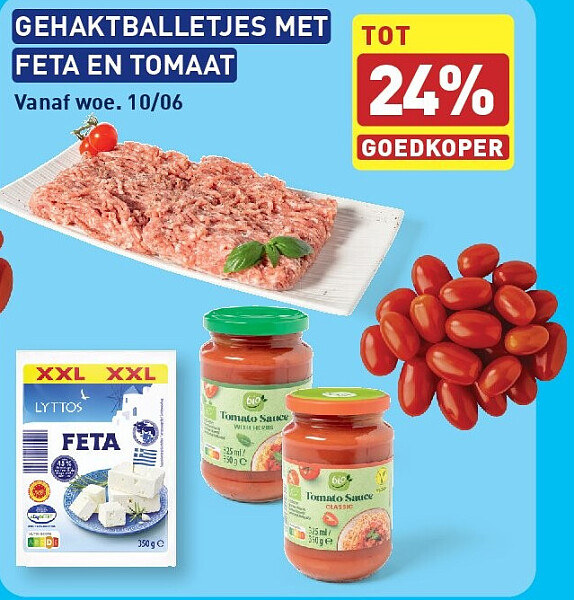 GEHAKTBALLETJES MET FETA EN TOMAAT