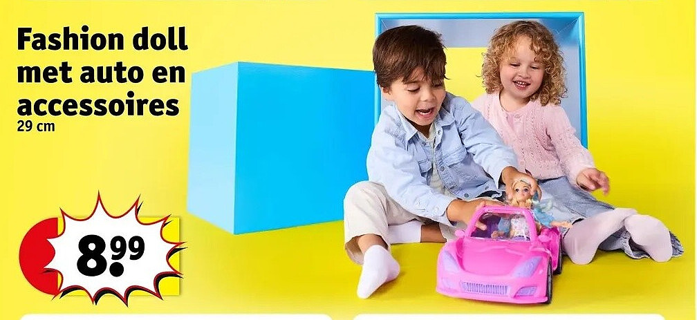 Fashion doll met auto en accessoires