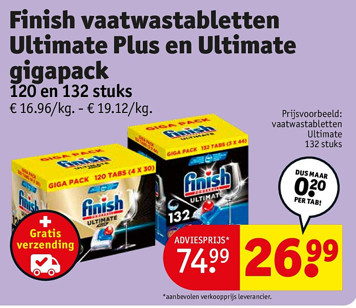 Finish vaatwastabletten Ultimate Plus en Ultimate gigapack