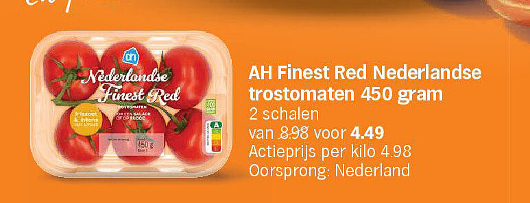 AH Finest Red Nederlandse trostomaten 450 gram