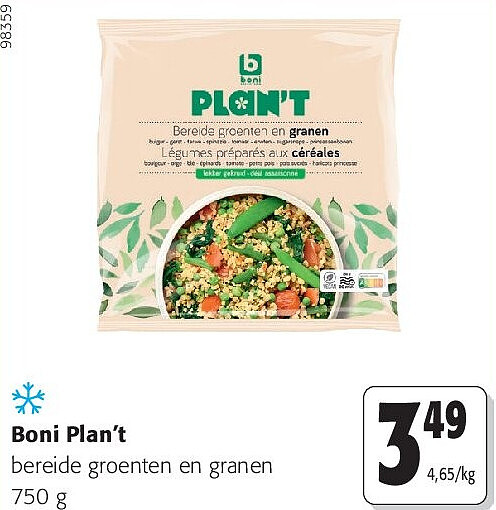 Boni Plan’t bereide groenten en granen 750 g
