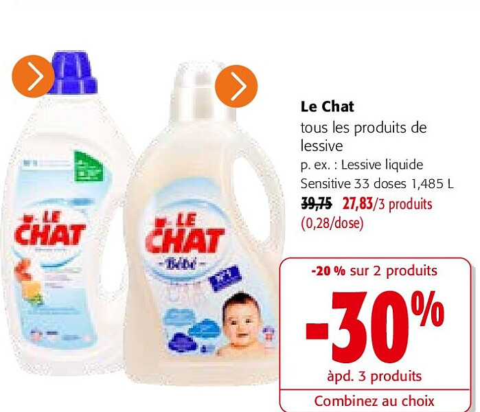 Le Chat tous les produits de lessive