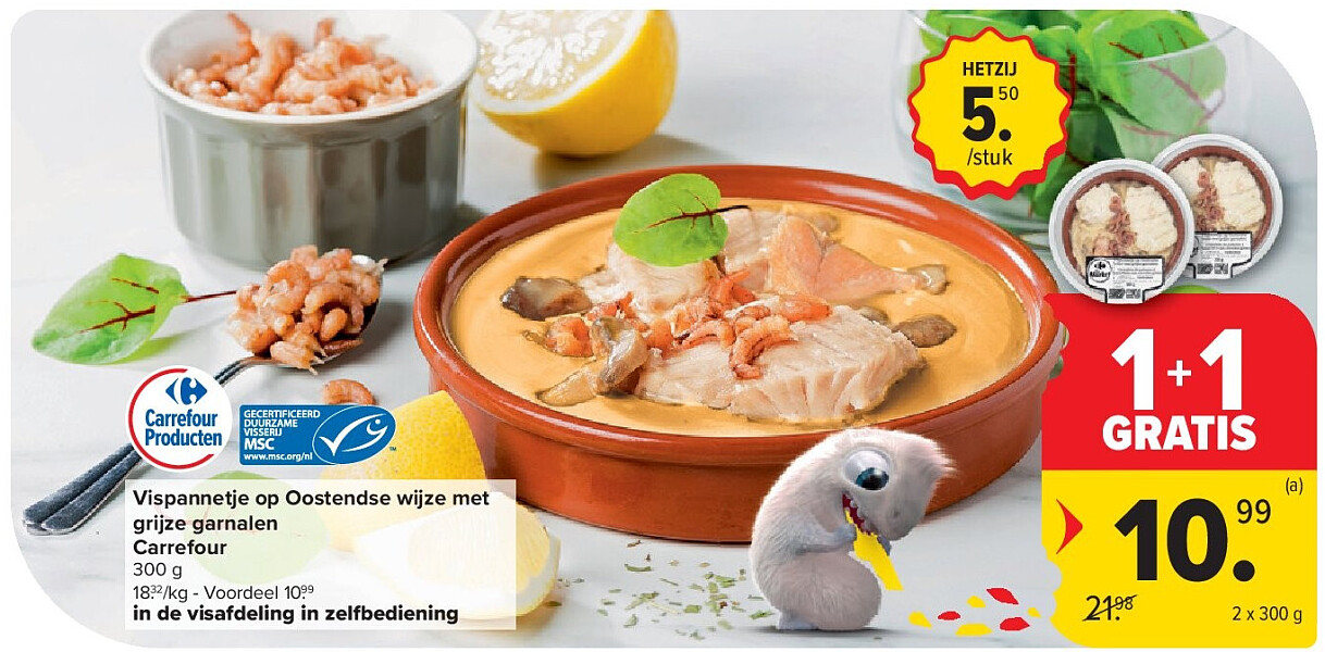 Vispannetje op Oostendse wijze met grijze garnalen Carrefour
