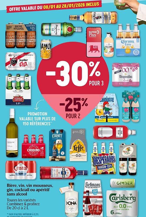 Bière, vin, vin mousseux, gin, cocktail ou apéritif sans alcool