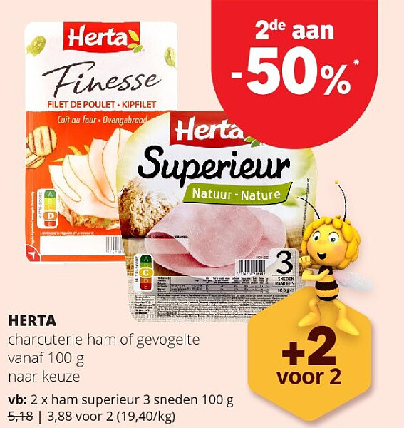 HERTA ham superieur 3 sneden 100 g