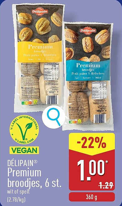 Premium broodjes,6st.