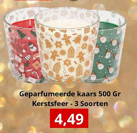 Geparfumeerde kaars 500 Gr Kerstsfeer - 3 Soorten