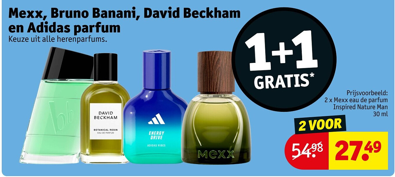 Mexx, Bruno Banani, David Beckham en Adidas parfum