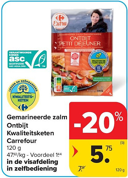 Gemarineerde zalm Ontbijt Kwaliteitsketen Carrefour
