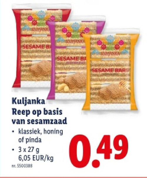Reep op basis van sesamzaad