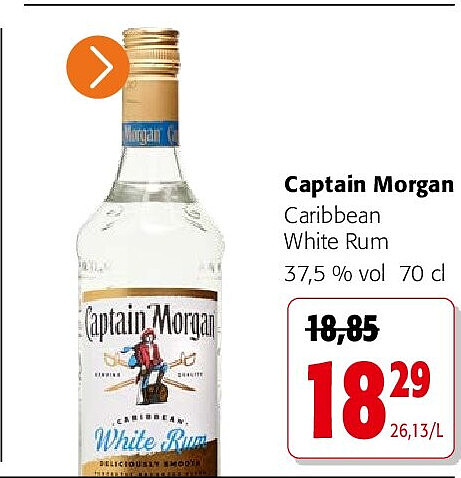 Captain Morgan Caribbean White Rum 37,5 % vol 70 cl