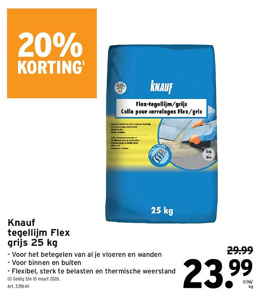 Knauf tegellijm Flex grijs 25 kg