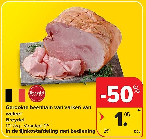 Gerookte beenham van varken van weleer Breydel