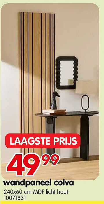wandpaneel colva 240x60 cm MDF licht hout
