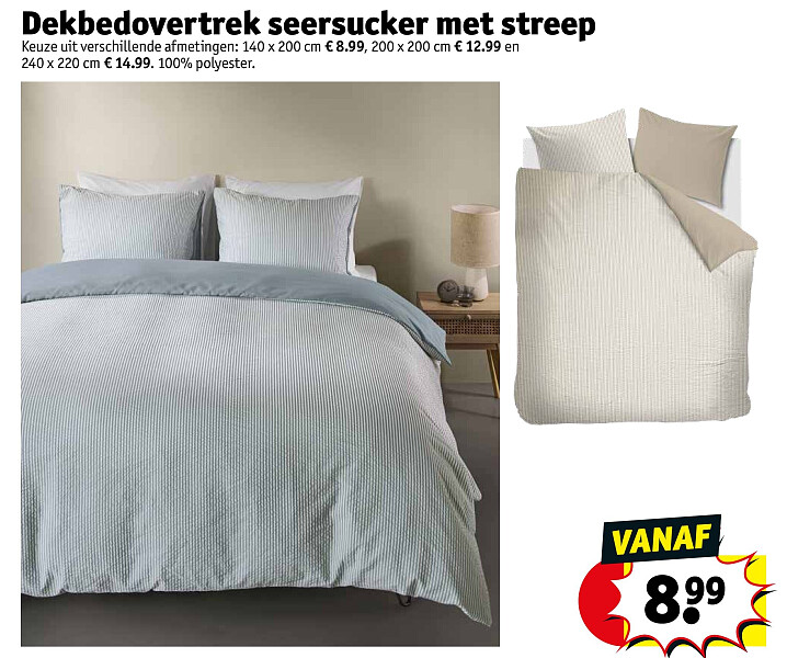 Dekbedovertrek seersucker met streep