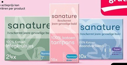 Sanature 100% katoen maandverband met vleugels 10 stuks
