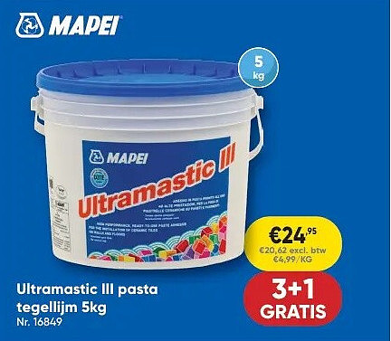 Ultramastic III pasta tegellijm 5kg Nr. 16849